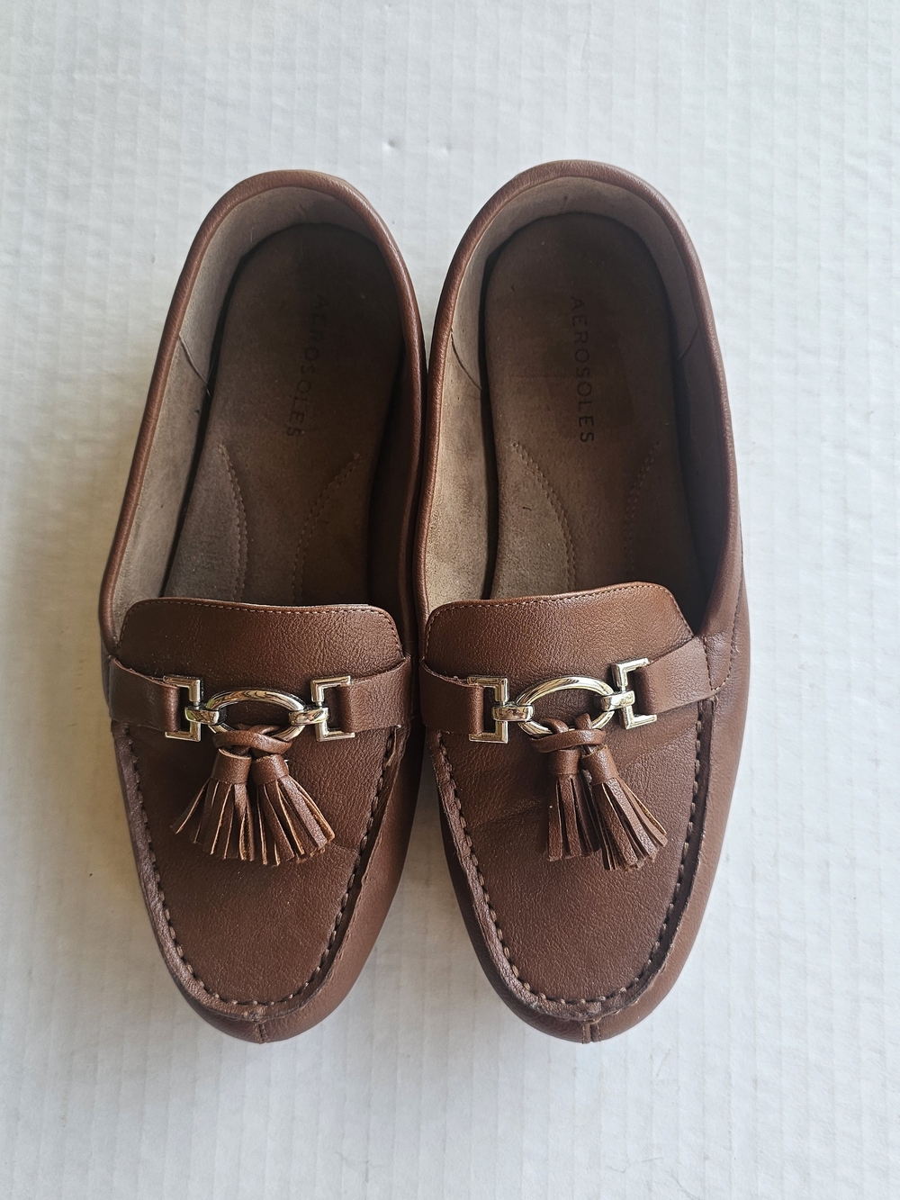 Aerosoles Womens Brown Leather Tassel Loafers